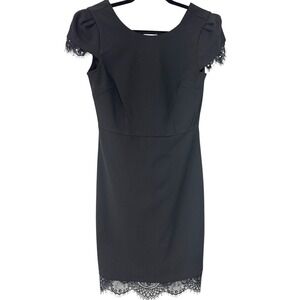 Betsey Johnson Black Lace Pearl Embellished Cocktail Party Dress‎ Size 4